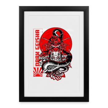 Dark Geisha Œuvres d’art japonaises - Affiche encadrée (27 × 37 cm) - noir - Devant