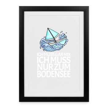 Bodensee See - Gerahmtes Poster (27 × 37 cm) - Schwarz - Vorne
