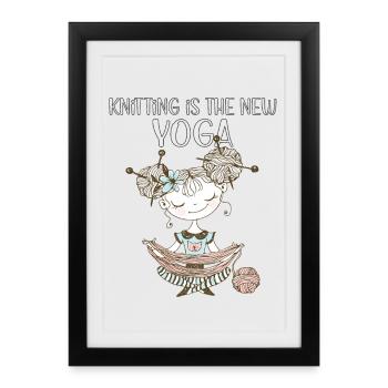 hobby Tricot est le nouveau yoga de tricot - Affiche encadrée (27 × 37 cm) - noir - Devant