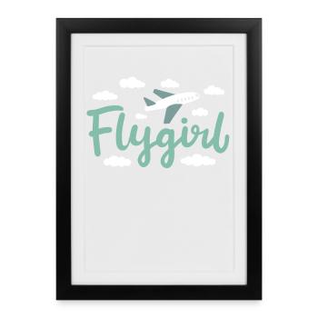Pilot Girl Flight Attendant Aircraft Aviation - Affiche encadrée (27 × 37 cm) - noir - Devant