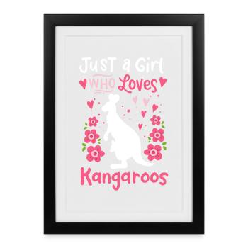 Kangourou Australie Kangourou Amoureux - Affiche encadrée (27 × 37 cm) - noir - Devant
