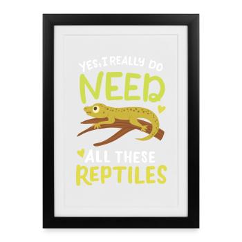 Herpétologiste des lézards reptiles - Affiche encadrée (27 × 37 cm) - noir - Devant