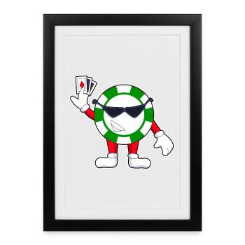 Poker Poker Jetons Cartes de poker - Affiche encadrée (27 × 37 cm) - noir - Devant