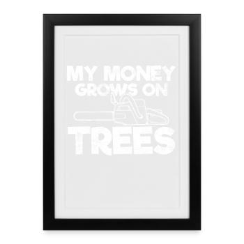 Arbres Arboriste Tronçonneuse - Affiche encadrée (27 × 37 cm) - noir - Devant
