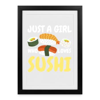 Sushi Japonais Kawaii Sushi Amateurs - Affiche encadrée (27 × 37 cm) - noir - Devant