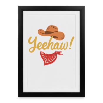 Cowboy Yeehaw Pays de l’Ouest - Affiche encadrée (27 × 37 cm) - noir - Devant