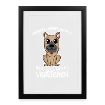 Deutscher Schäferhund - Gerahmtes Poster (27 × 37 cm) - Schwarz - Vorne