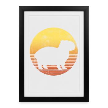 Capybara Vintage - Affiche encadrée (27 × 37 cm) - noir - Devant