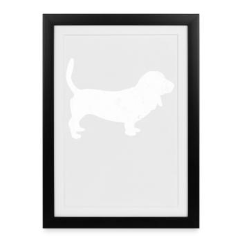 Basset Hound Dog Vintage - Affiche encadrée (27 × 37 cm) - noir - Devant