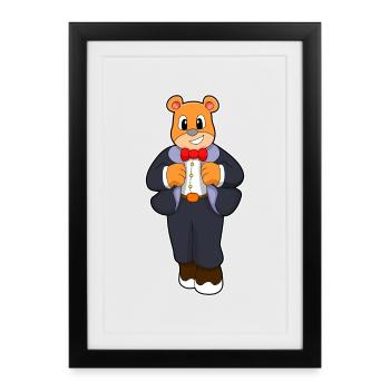 Bär Bräutigam Anzug Hochzeit - Gerahmtes Poster (27 × 37 cm) - Schwarz - Vorne