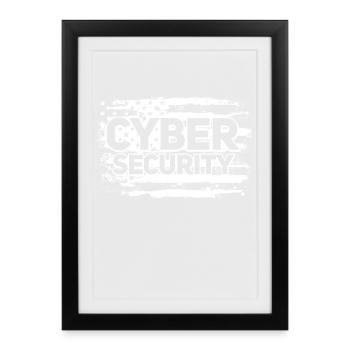 Cybersecurity USA Flag IT Computer - Framed poster (27 × 37 cm) - black - Front