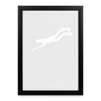 Pêche sous-marine Pêche Plongée - Affiche encadrée (27 × 37 cm) - noir - Devant