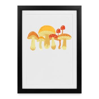 Mushroom Mushrooms Mycology - Framed poster (27 × 37 cm) - black - Front