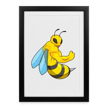Bee Bodybuilder Sport de culturisme - Affiche encadrée (27 × 37 cm) - noir - Devant
