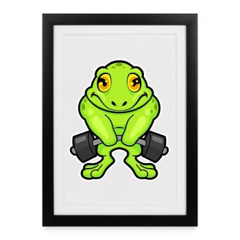 Bodybuilder Grenouille Bodybuilding Barre, Bodybuilding - Affiche encadrée (27 × 37 cm) - noir - Devant