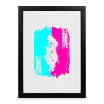 Samurai In A Turquoise And Pink Frame - Framed poster (27 × 37 cm) - black - Front