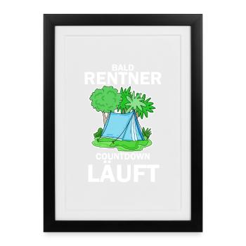 Bald Rentner Countdown läuft - Gerahmtes Poster (27 × 37 cm) - Schwarz - Vorne