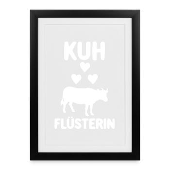 Kuhflüsterin Bauer mit Kuhherde Kuhliebe - Gerahmtes Poster (27 × 37 cm) - Schwarz - Vorne