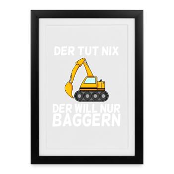 Bagger Baggerfahrer - Gerahmtes Poster (27 × 37 cm) - Schwarz - Vorne