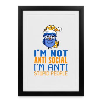 Owl Lazy - Framed poster (27 × 37 cm) - black - Front