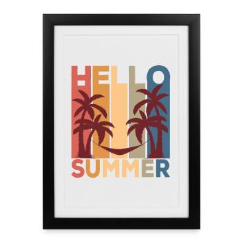 Bonjour Summer Palms Rétro - Affiche encadrée (27 × 37 cm) - noir - Devant