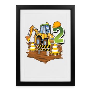2 ans bagger anniversaire d’enfant - Affiche encadrée (27 × 37 cm) - noir - Devant