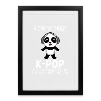 K-pop panda - Framed poster (27 × 37 cm) - black - Front