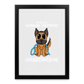 Deutscher Schäferhund - Gerahmtes Poster (27 × 37 cm) - Schwarz - Vorne