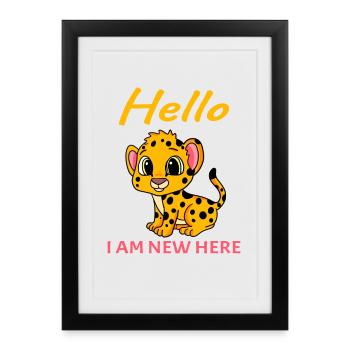 Bébé Naissance Enceinte - Bonjour Je suis nouveau Ici - Affiche encadrée (27 × 37 cm) - noir - Devant