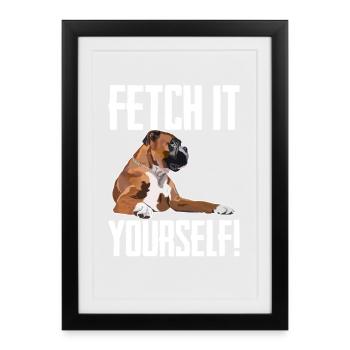 Boxer Dog Fetch It Yourself - Framed poster (27 × 37 cm) - black - Front