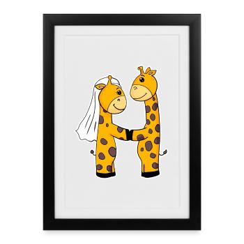 Married giraffes - Framed poster (27 × 37 cm) - black - Front
