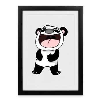 Doux panda riant - Affiche encadrée (27 × 37 cm) - noir - Devant