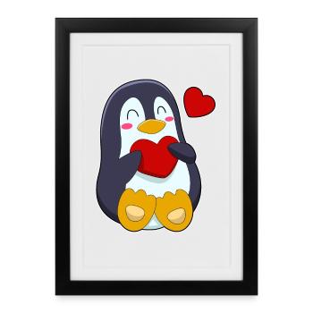 Cœur de Pingouin - Affiche encadrée (27 × 37 cm) - noir - Devant