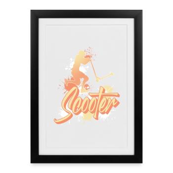 Scooter Tretroller E-Scooter - Framed poster (27 × 37 cm) - black - Front