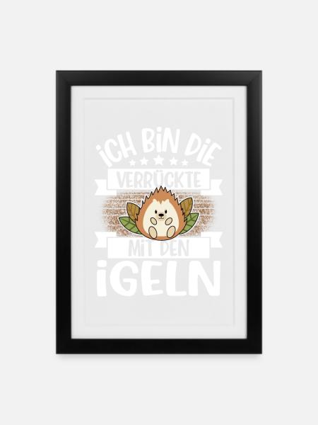 Igel - Gerahmtes Poster (27 × 37 cm) - Schwarz