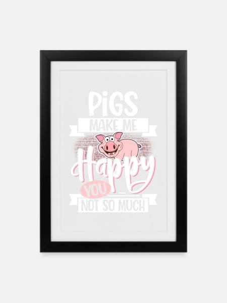 Schwein - Gerahmtes Poster (27 × 37 cm) - Schwarz