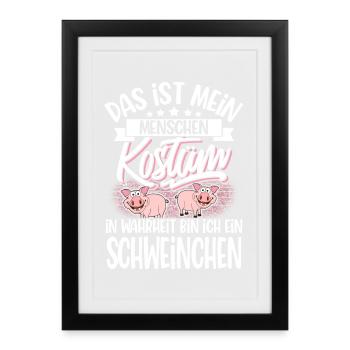 Schwein Kostüm - Gerahmtes Poster (27 × 37 cm) - Schwarz - Vorne