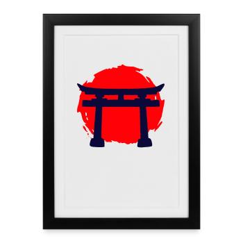 A Temple In A Red Sunset - Framed poster (27 × 37 cm) - black - Front