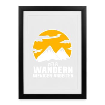 Wandern Berge Wanderer - Gerahmtes Poster (27 × 37 cm) - Schwarz - Vorne