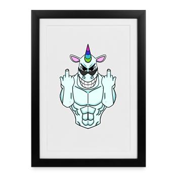 Unicorn middle finger - Framed poster (27 × 37 cm) - black - Front