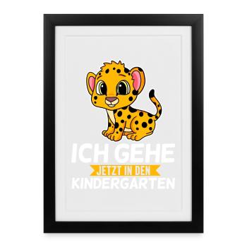 Kindergarten Kind Schulkind Gepard - Gerahmtes Poster (27 × 37 cm) - Schwarz - Vorne