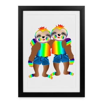 LGBTQIA+ PRIDE FRIENDSHIP - SLOTHS - Framed poster (27 × 37 cm) - black - Front