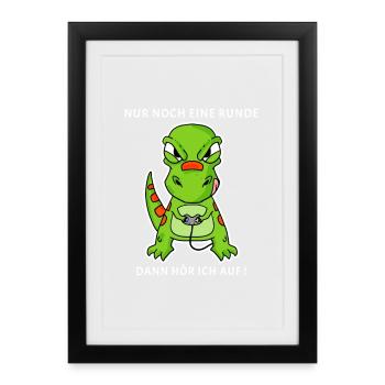 Nur noch eine Runde Zocken Gaming Kinder - Gerahmtes Poster (27 × 37 cm) - Schwarz - Vorne
