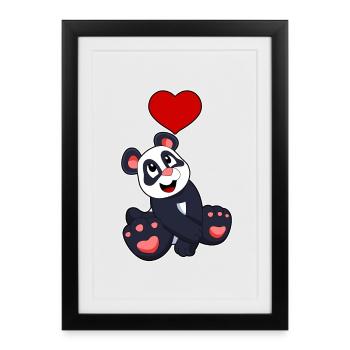 Panda Heart - Framed poster (27 × 37 cm) - black - Front