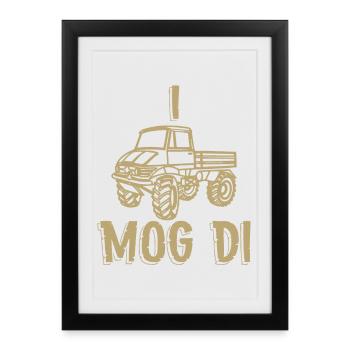 Unimog Fahrzeug SUV Laster ATV - Gerahmtes Poster (27 × 37 cm) - Schwarz - Vorne