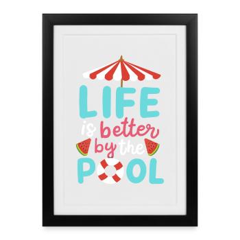 Pool Schwimmen Sommer - Gerahmtes Poster (27 × 37 cm) - Schwarz - Vorne
