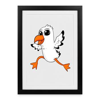 Sweet seagull - Framed poster (27 × 37 cm) - black - Front