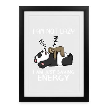 Drôle de paresseux Panda sort drôle cadeau - Affiche encadrée (27 × 37 cm) - noir - Devant
