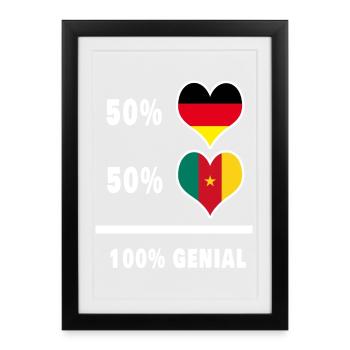 Germany and Cameroon 100% Ingenious / Gift - Framed poster (27 × 37 cm) - black - Front