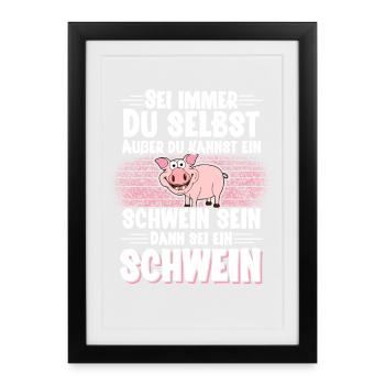 Schwein - Gerahmtes Poster (27 × 37 cm) - Schwarz - Vorne